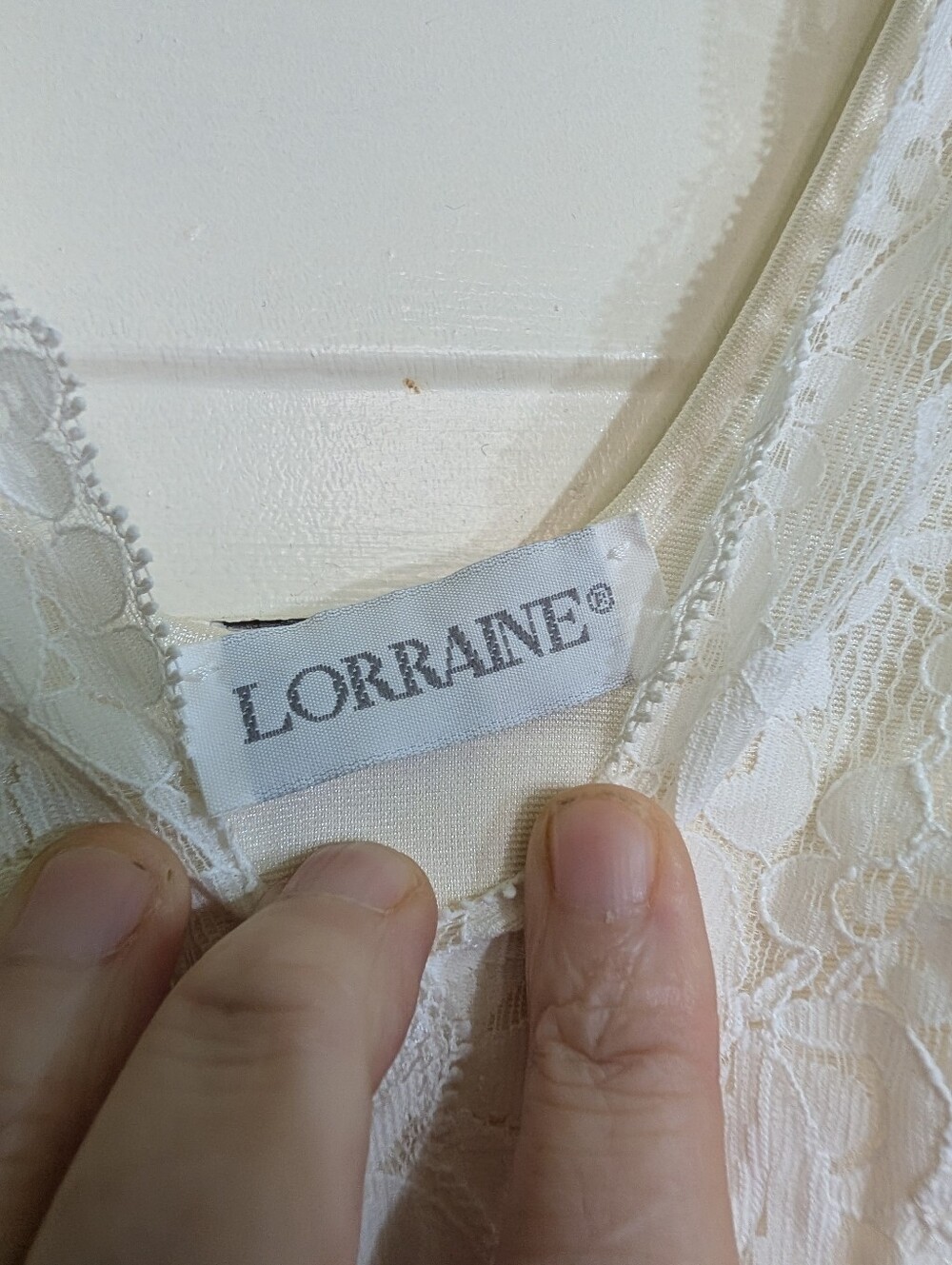 Vintage Lorraine Ivory Lace Nightgown S Full Sweep Bridal Negligee 70s 80s - Picture 7 of 10